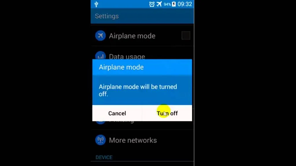 turn on off airplane mode